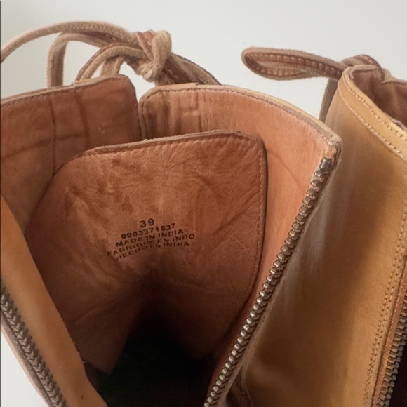 FREE PEOPLE SANTA FE Tan Leather Lace-Up Combat Boots 39 US 8.5 - Picture 12 of 16